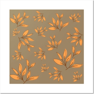 Brown leaves decorative pattern Posters and Art